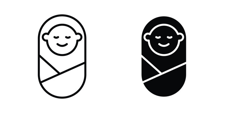 Newborn Baby Icon collection, linear icons set with solid style