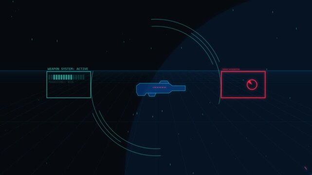 Futuristic HUD Overlay with Weapon System Target Acquisition Interface