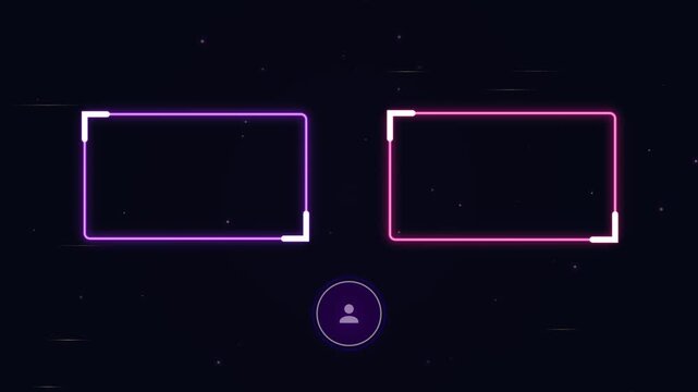 Neon Glowing Split Screen Frames with User Icon Animation for Video