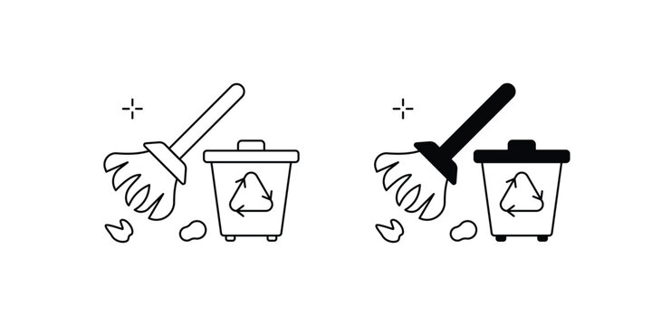 Feather Duster set icon with white background vector stock illustration