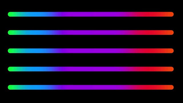 Multiple horizontal rainbow gradient lines of varying thickness stacked on a dark background creating layered colorful effect