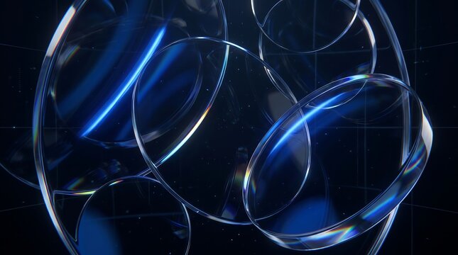 Abstract background of iridescent smooth lens discs with colorful light refraction and glowing edges abstract iridescent refraction colorful
