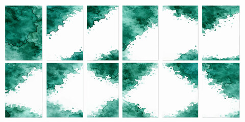 A vintage collection of green grunge banners featuring a seamless floral texture and old paper pattern design for vector web illustrations © Kazim