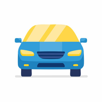 Blue Car Front View Flat Design