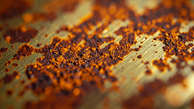 Aged industrial surface texture with rich granular brown oxidation and gold undertones