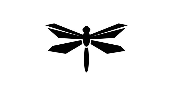 Black dragonfly silhouette insect icon 1.