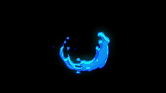 2D cartoon FX with flash light spark explosion, liquid shape elements, hand drawn smoke bursts, anime energy water blast, and shine effect made for black screen background.