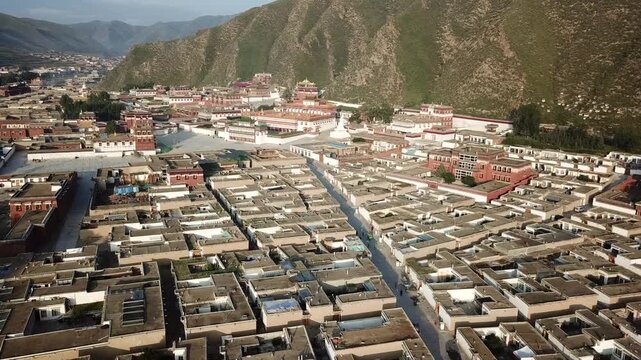 Labrang Monastery and Xiahe Mountain Town in Gansu China in Labrang Monastery, Xiahe, Gansu, China
