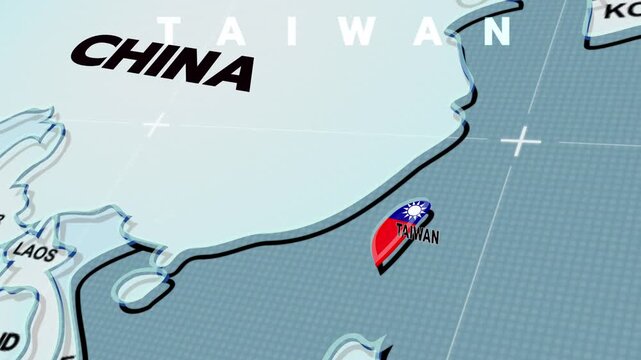 a digital map of East Asia highlighting Taiwan, taiwan flag, taiwan map,