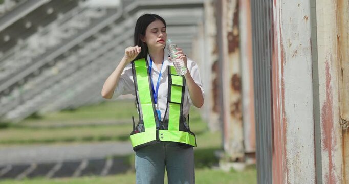 Female Filed Worker Exhausted After Long Hours on Site