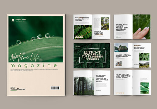 Clean Natural Green Magazine Template