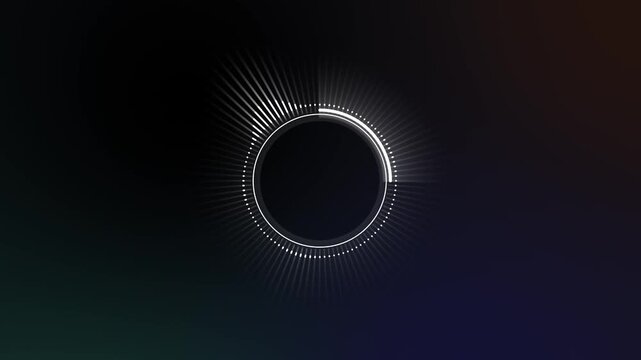 Futuristic circular audio spectrum Animation with Glowing Particles perfect for music Visualizer technology presentation digital Intro and sci fi motion graphics on black background
