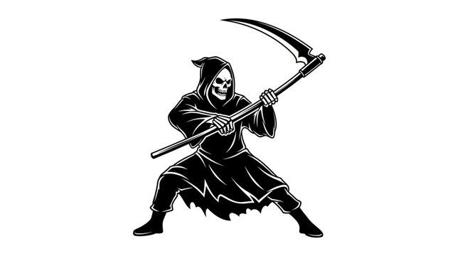 Grim reaper holding a scythe dynamically.