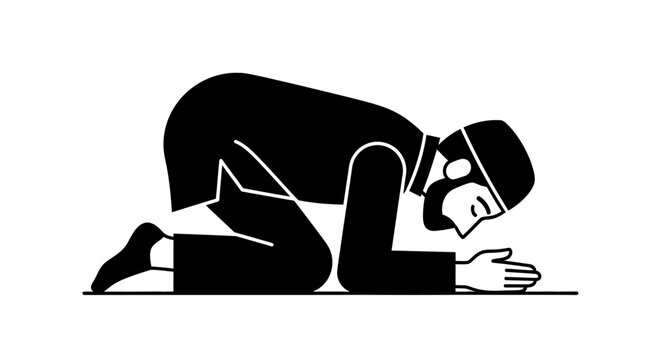 Man in prayer on the ground.
