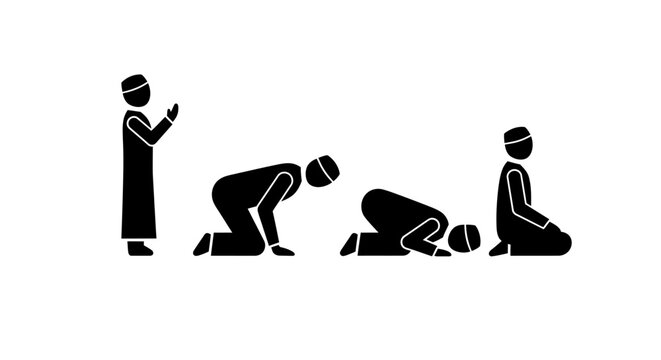 People doing Islamic prayer steps.
