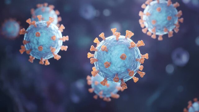 Detailed Microscopic View of HANTAVIRUS Particles, Showcasing the Intricate Structure of This Viral Pathogen