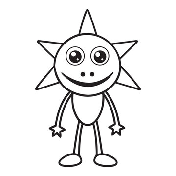 Smiley cartoon sun with star hands