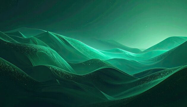 Abstract green landscape with rolling hills and subtle starry effect.