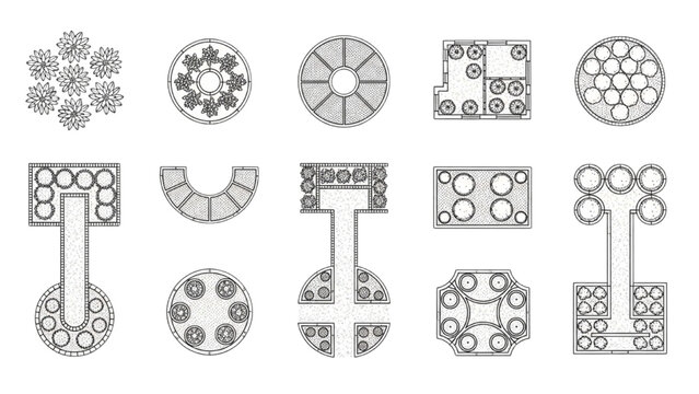 Formal Courtyard and Geometric Plaza Layout Set for Architectural Landscape Planning
