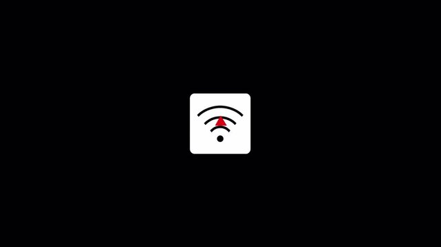 No Internet Connection Animation Wi-fi Signal Lost, Network Error Warning ,Wireless Connection Problem ,Internet Failure Warning Animation With Transparent Background in 4K with Alpha Channel