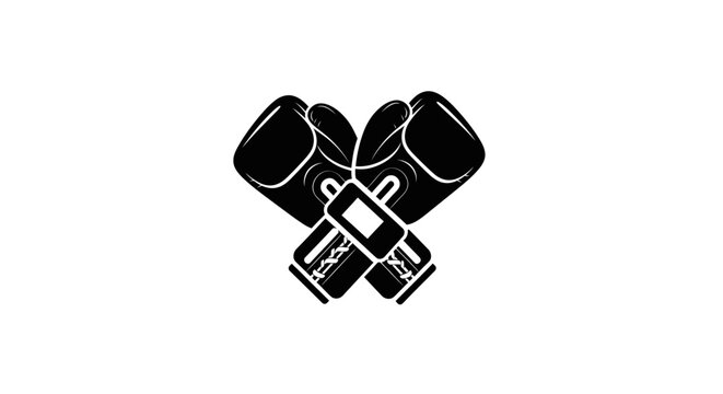 Black boxing gloves tied together.