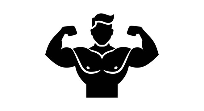 Muscular man flexing his arms strong.