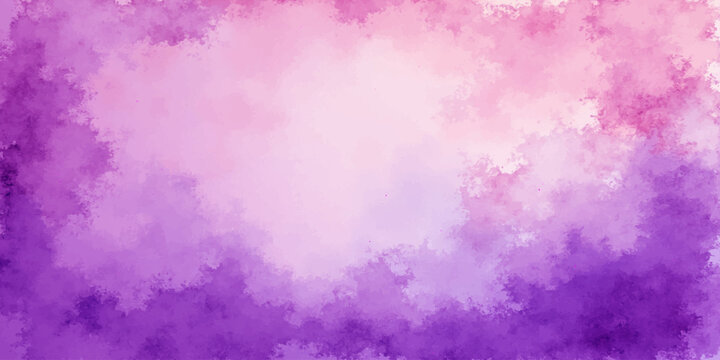 Abstract watercolor background in pink and purple tones featuring a vintage grunge paper texture with a cloud of violet paint