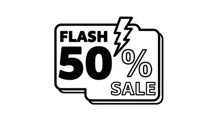 Fototapeta premium Flash Sale 50% Off Icon - Black and White Vector Graphic for Promotions