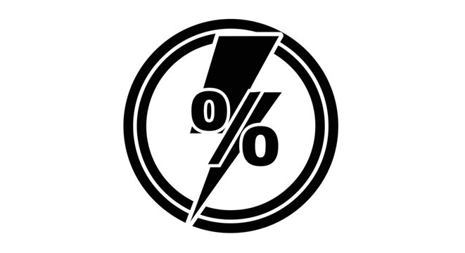 Electric Bolt and Percentage Symbol in Circle - Business Concept Icon