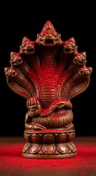 Intricate Multi-Headed Cobra Statue Symbolizing Power and Spirituality.