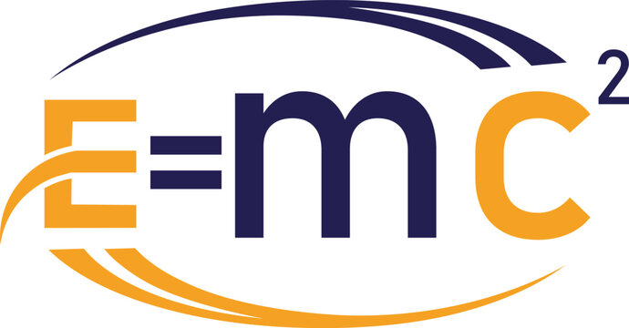 E=mc&sup2; Modern Flat Design Logo with Orbital Energy Symbol