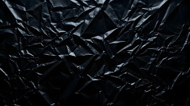 Close-up of crumpled metallic foil texture with dramatic shadows and highlights