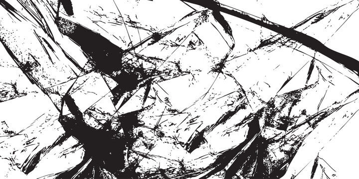 Broken glass texture abstract black and white shards