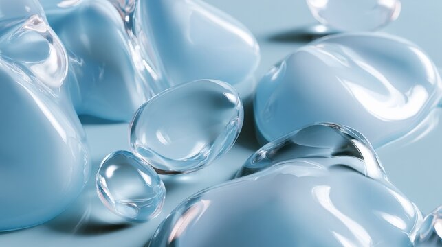 Close-up of clear glass marbles