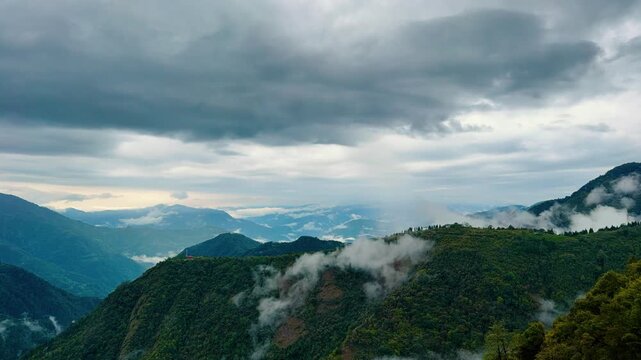 Time-Lapse of Cloudy Zuluk Valley Mountains