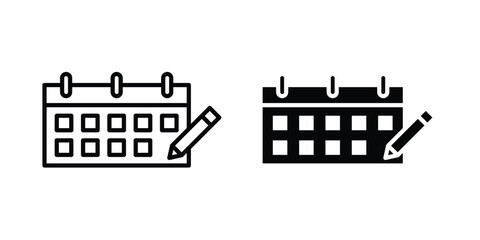 Naklejka premium Calendar pen icon. web black icon design.