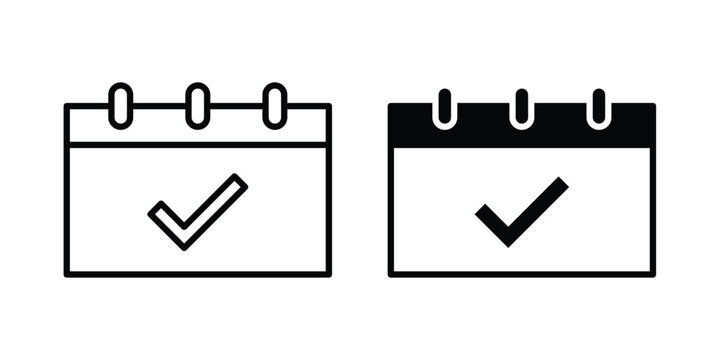 Calendar check icon. web black icon design.