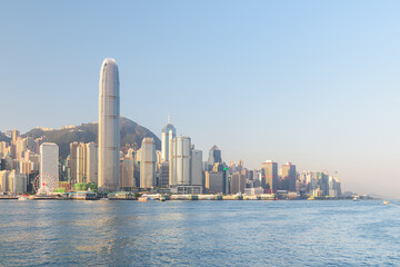 Obraz premium Awesome Hong Kong Island skyline in morning.