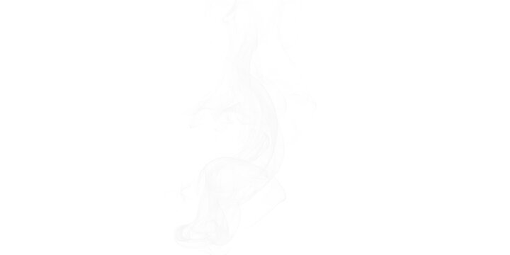 Elegant white smoke swirls on black background with ethereal wisps creating abstract steam vapor mist artistic cinematic