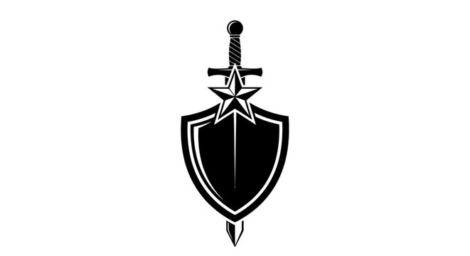 Shield with sword and star emblem.