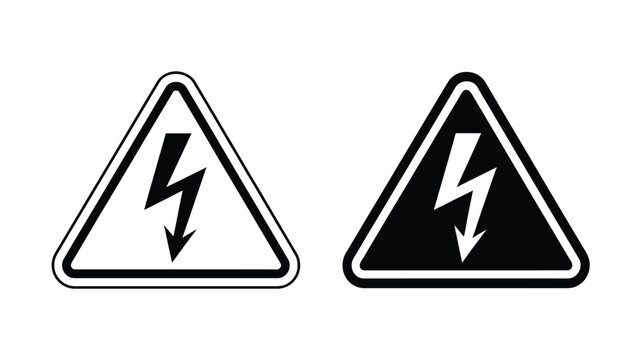 Danger high voltage warning sign alert symbol icon.