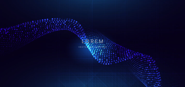 Futuristic abstract background featuring a glowing tunnel formed by blue and purple particle dots.