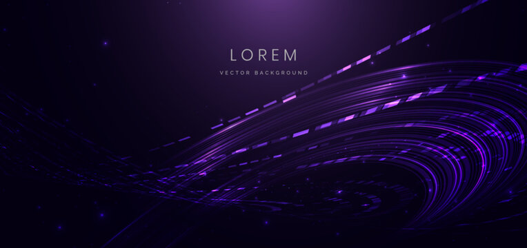 Futuristic Purple Light Wave Abstract Technology Background.