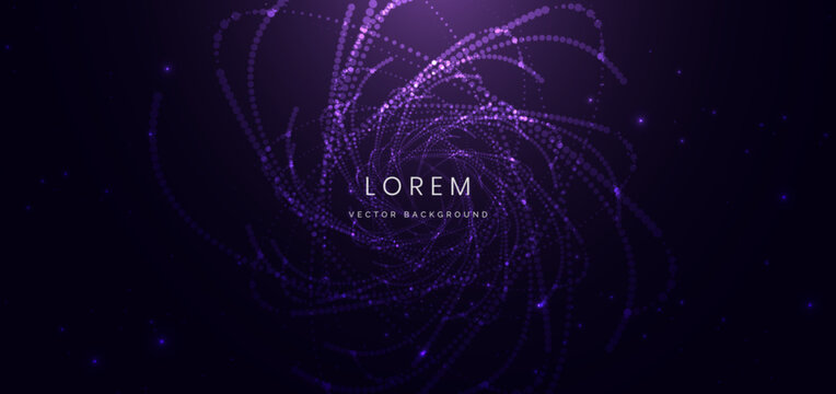 Abstract purple dotted wave background featuring flowing curves, glowing particles.