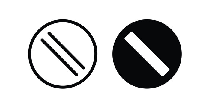 No entry and restricted access circular icons in outline and solid styles.