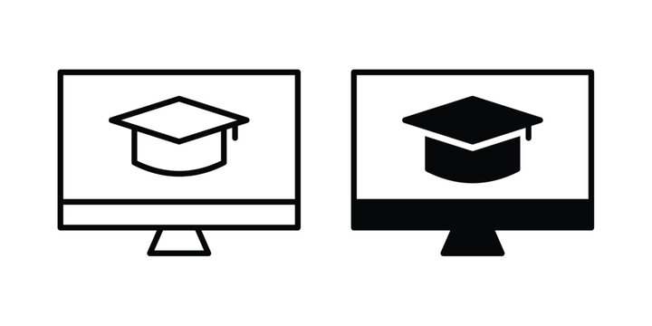 E learning icon. web black icon design.