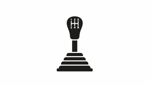 Manual gearshift icon, black and white vector, automotive symbol, gear stick illustration, transmission control