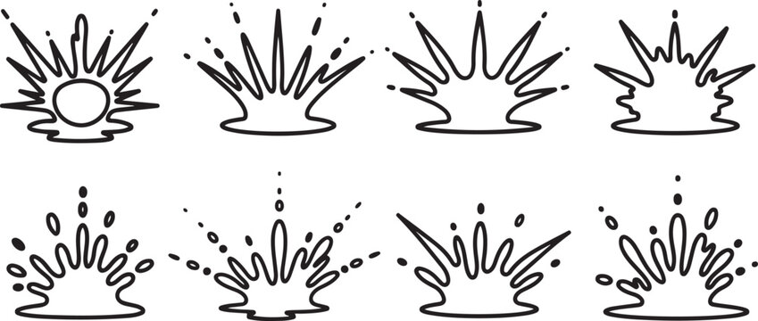 Hand drawn vector set of sun and clouds outlines Vector
