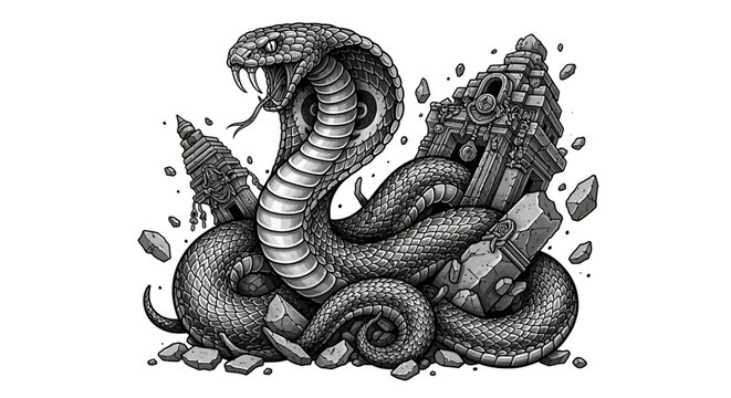 Snake Coiled Ready to Strike Anger.