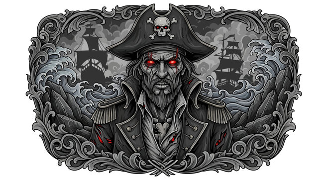 Pirate Captain Skull Face Closeup.